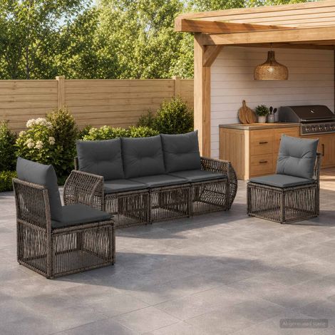 Set Divano da Giardino 5 pcs Grigio e Grigio Scuro polyrattan vidaXL (1/5)