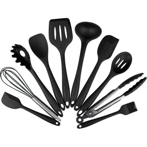 10-teiliges Silikon-Küchenhelfer-Set Hitzebeständiges Kochgeschirr Ungiftige Antihaft-Küchengeschirr-Serie Hausmannskost Kochgeschirr Backutensilien Suppenlöffel (1/5)