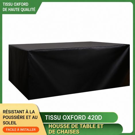 Housse de Protection Mobilier Jardin Carrée Oxford 420D 150x150x75 cm Noir Imperméable 30 × 30 × 8 cm 1,25 kg – Livraison gratuite (1/5)