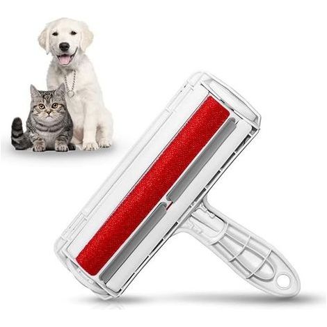 Brosse Anti Poils Chat Chien, Brosse Ramasse Enlève Poils, Réutilisable pour Poils, Rouleau à Poils d'animaux de Compagnie, Brosse de Nettoyage, Enlever Les poiles de Chien et Chat, (Rouge) (1/4)