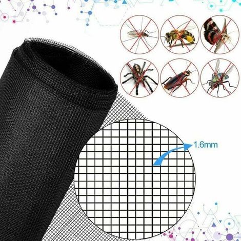 Moustiquaire Fenêtre 300x120cm Fibre de Verre Moustiquaire Rouleau Type Moustiquaire Maille Moustiquaire Moustiquaire Fenêtre DIY Moustiquaire pour Porte et Fenêtre (Noir) (1/4)
