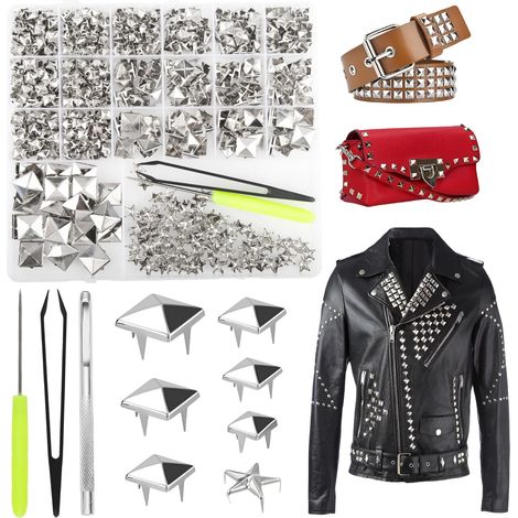 820 Pièces Spikes Studs Set Rivet Cuir Métal Punk Rock Vis Dos Studs (1/5)