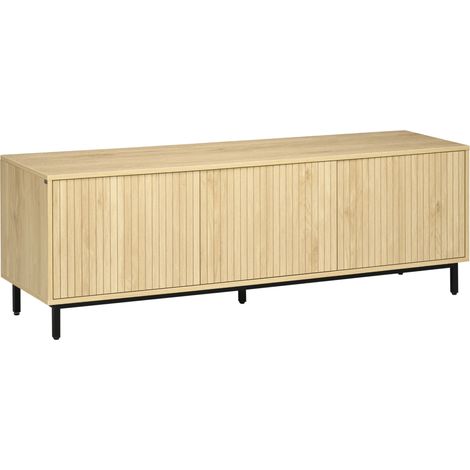 Mobile porta TV, adatto a televisori fino a 65 pollici, con 3 ante, 2 passacavi e ripiani regolabili - dimensioni: 150 cm L x 40 cm P x 51 cm H