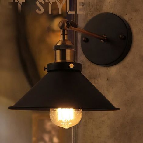 Applique Murale Vintage Industrielle Applique Murale Simplicity Porch sans ampoules (Noir 22CM) (1/4)