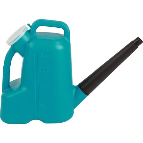 3-Liter-Gießkanne aus Kunststoff mit langem Ausguss und auslaufsicherem Deckel für Gartenpflanzen und Blumen, Blau