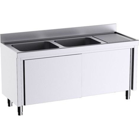 Meuble pour plonges L.1600mm avec Portes Coulissantes - Distform - FP91660D