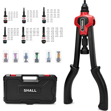14" Rivet Nut Tool Kit with 6 Metric M3 M4 M5 M6 M8 M10 60 Rivet Nuts with Manual Storage Box (1/5)