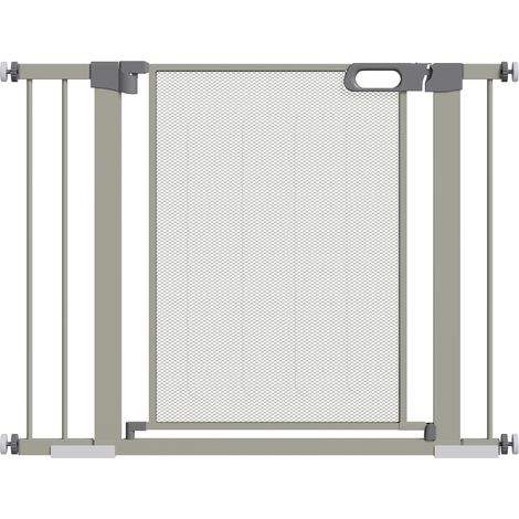 Barrière de sécurité animale avec fermeture à double verrouillage automatique, largeur 75-103 cm, gris (1/5)