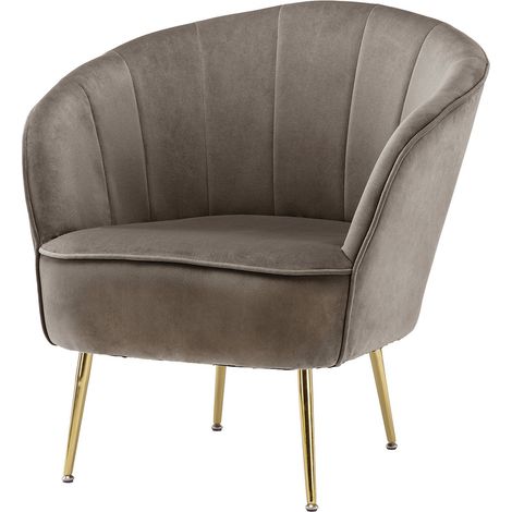 Fauteuil cocktail en velours taupe pieds en métal - taupe gris doux (1/5)