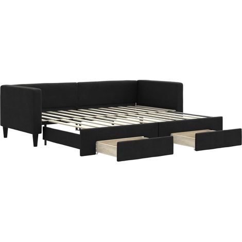 Maison Exclusive - Lit de jour avec gigogne et tiroirs sans matelas noir 80x200 cm