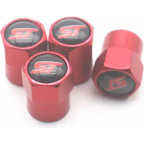 (Pour ST Rouge) Nouveaux 4 bouchons de valve de pneu pour voitures ST FOCUS 2 3 Mondeo Fiesta Kuga MK2 MK3 MK4 Accessoires auto (1/5)