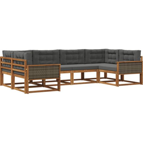 Outdoor Sofa Set 6 pcs Natural and Anthracite vidaXL