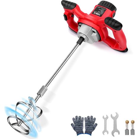 Mortar Glue Mixer, Mixing Machine for Paint and Mortar 2100W, 6 Speed, 0-930 RPM, Colour Mortar Beater, M14 Spiral Bar Chrome, 60 cm, Mortar Beater Ø 120 mm (1/5)