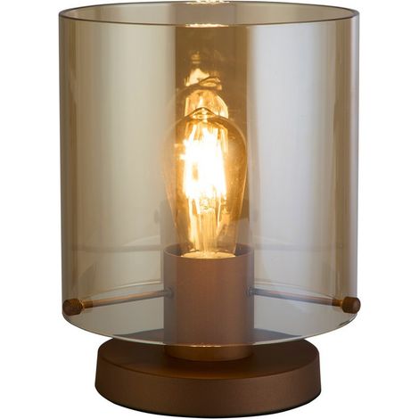 Lampada da tavolo Sweden 1Lt, metallo moka con vetro ambra (1/5)