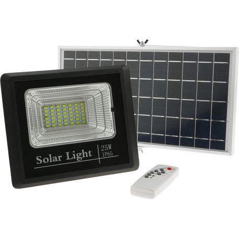 BeMatik - Ampoule projecteur LED extérieure IP65 de 25W avec batterie rechargeable de 5000 mAh et panneau solaire (1/5)