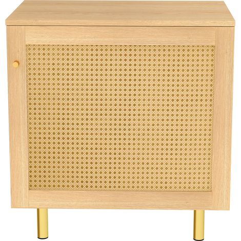 CHICFURN Credenza contenitore 60x40x63 cm in MDF naturale con anta in rattan intrecciato (1/5)