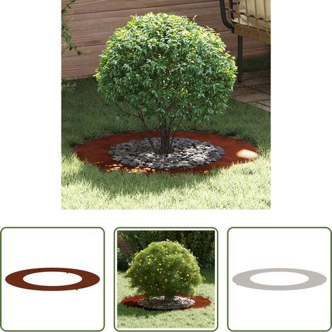 Protection racinaire - adapté pour anneau d'arbre plat Marron Ø50 / 80 cm Acier patiné (1/5)
