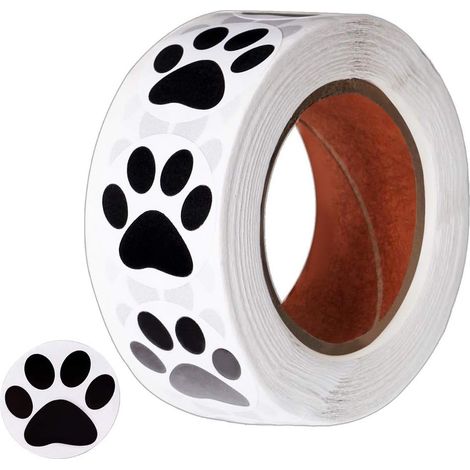 Autocollants empreintes de pattes (2,5 cm / 500 autocollants) - Autocollants pour chiens, étiquettes autocollantes en forme d'animaux, rouleau d'autocollants empreintes de pattes pour enfants, fêtes, (1/5)