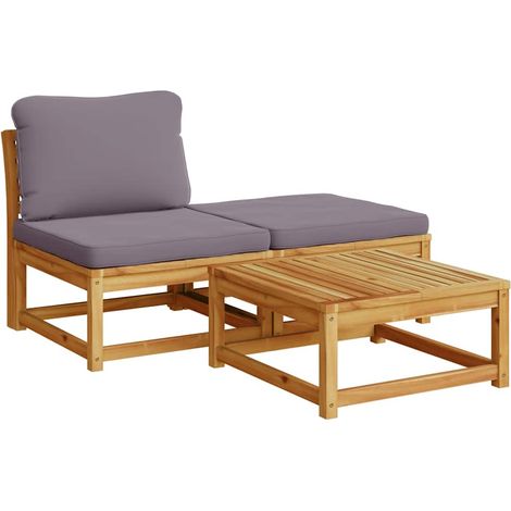 Maison Exclusive - Set Mobili da Giardino 3pz con Cuscini Legno Massello di Acacia