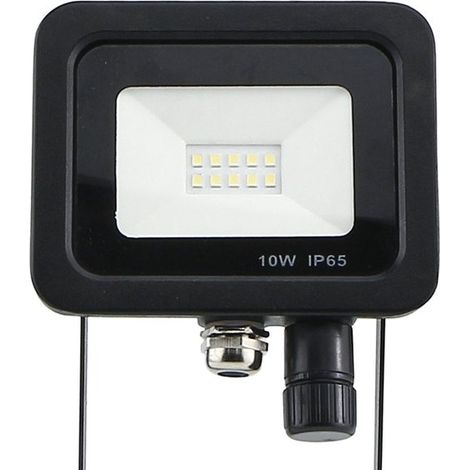 Faro Led Flood Light Slim 10W IP65 Bianco Neutro Carcassa Nera Sensore PIR Opzionale CL1918