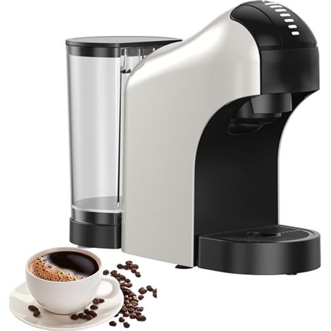 Machine à expresso 20 bars, cafetière à dosettes, réservoir d'eau amovible de 800 ml, machine à cappuccino et latte pour la maison, blanche (1/5)