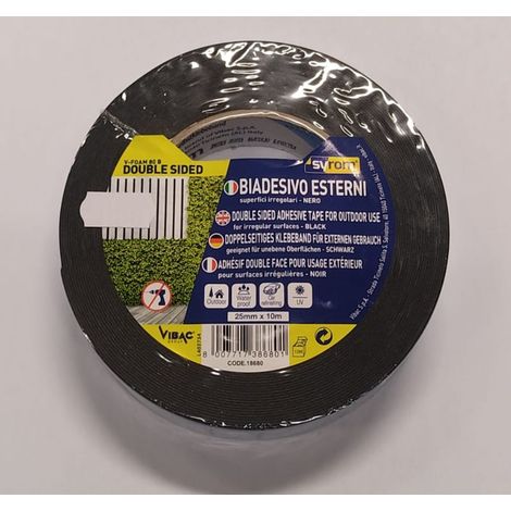 SYROM - NASTRO BIADESIVO V-FOAM 80 B TERMO 25MMx10MT - PER SUPERFICI ESTERNE IRREGOLARI - COLORE NERO