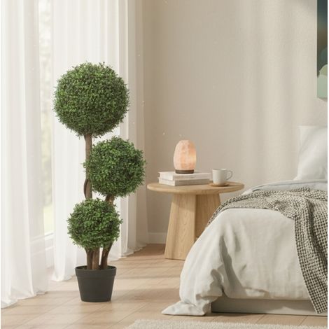 Künstliche Buchsbaum-Pflanze mit drei Kugeln, Holzstamm, 100 cm, grün OKMYHOME (1/5)
