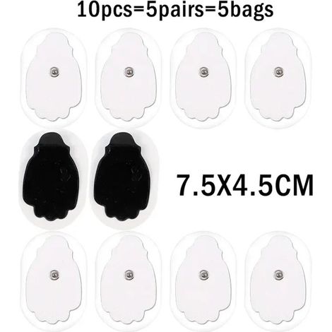 Pack of 10 reusable TENS gel electrodes with 3.5 mm plug for electric massage devices, acupuncture, EMS nerve and muscle stimulation 05906-AquaForge