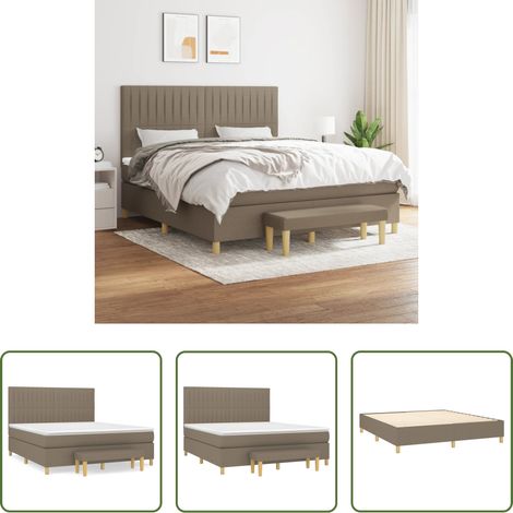 Matratze - Boxspringbett mit Matratze Taupe 160x200 cm Stoff (1/5)