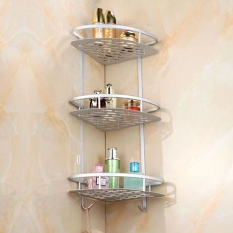 3 Étagère Supporte Accessoires de Salle de Bain Coin Rangement Brosse Savon Serviette (1/4)