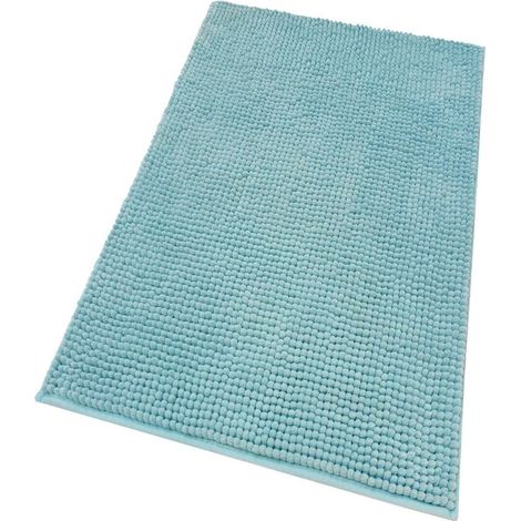Tappeto Bagno Confortevole Scendiletto Morbido Antiscivolo Camera Letto Pelo Lungo Azzurro - 65x130 cm