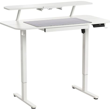 Adjustable Electric Desk White Tabletop White Steel Frame and Legs 120 x 60 Stand and Sit Home Office Stand and Sit Mouse Pad Modern Scandinavian Design WILBANKS (1/5)