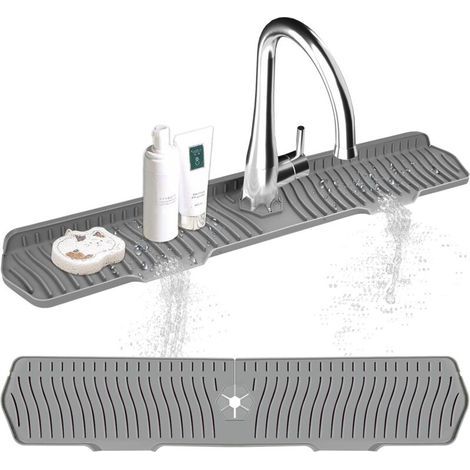 Silikon-Spritzschutz für Spülbecken (75 x 15,3 cm) für Arbeitsplatte, Badezimmer, Landhausstil (grau)