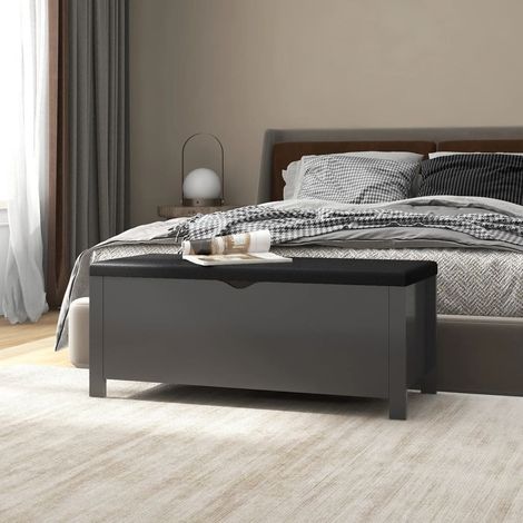vidaXL Contenitore con Cuscino Grigio 105x40x45cm Legno Multistrato (1/5)