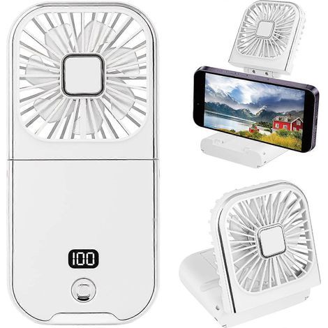 Portable Folding Fan, Mini USB Rechargeable Personal Fan, Neck Fan, 180° Foldable Battery-Powered Table Fan - AquaForge (1/5)