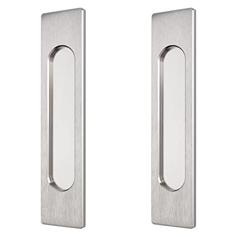 Lot de poignées de porte coulissantes auto-adhésives, rectangulaires en acier brossé et alliage d'aluminium, sans perforation (1/5)