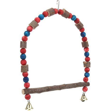 Balançoire suspendue pour oiseaux, jouet à poser ou à suspendre pour perroquets, avec crochet, pour inséparables, pinsons, perruches et calopsittes. Longueur du poteau : 12 cm / 4,7 po. (1/5)