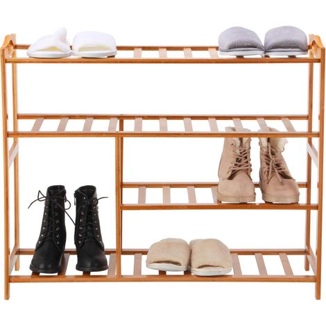 Scarpiera Scaffale Libreria Casa 5 Ripiani Legno Bambu 80x26x69cm Ingresso Casa (1/5)