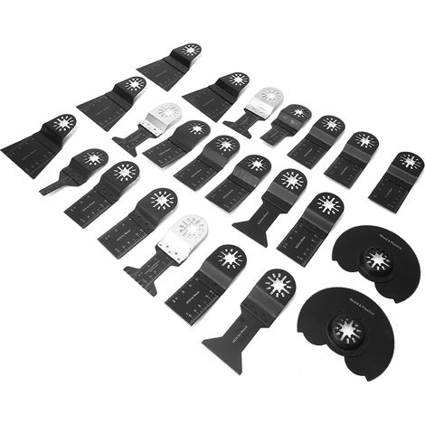 Ensemble de 23 lames de scie oscillantes en acier à haute teneur en carbone pour la découpe du plastique, du bois et des métaux tendres (1/5)