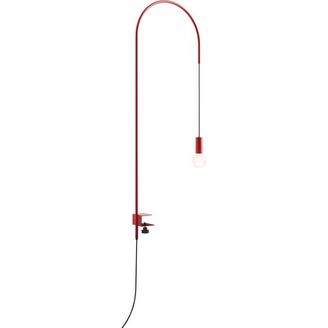 Zafferano - Lampada da Tavolo Filo con morsetto, Orientabile 200°, H152 cm, Metallo Verniciato Lampadina E27 max 60W inclusa - Rossa (1/2)