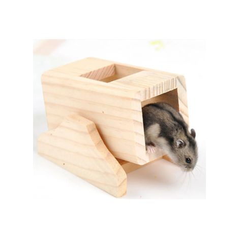 Équipement de jeu en bois avec balançoire et structure d'escalade pour hamsters, écureuils et souris - avec fosse de saut et forme de tonneau - Sûr et fabriqué en matériau naturel