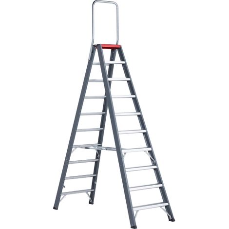 Escalera de tijera de peldaños planos de aluminio ascenso por (1/5)