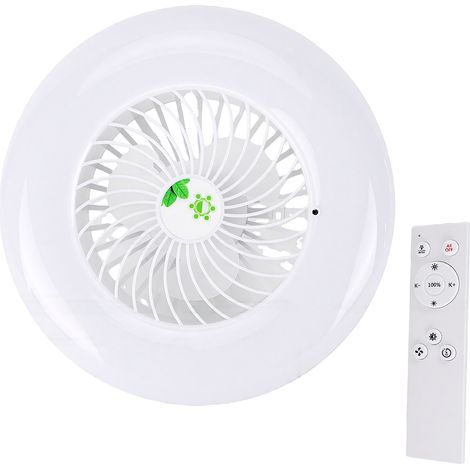 Ventilateur de plafond avec douille E27, éclairage 4 en 1, variation progressive d'intensité et réglage de la couleur, silencieux, avec télécommande et ioniseur négatif pour la purification de l'air. (1/5)