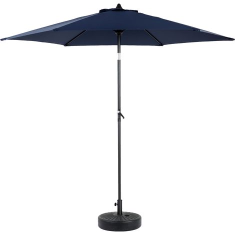 Parasol rectangulaire double face 9 pieds avec manivelle - Bleu marine, sans base (1/5)