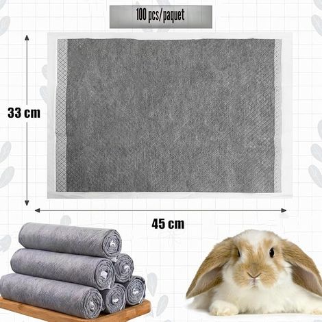 Disposable Rabbit Pads Absorbent Hygienic Mats for Guinea Pig Cage Cage Liner for Small Animals Puppy Cat Hamster (45x33cm) (1/4)