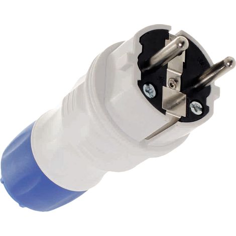 Gerader Stecker 2P+Z, 16A extreme UNI IP54 grau-blau - E+97-9760