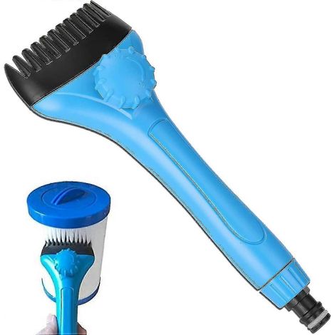 Brosse de nettoyage pour filtre de piscine, nettoyeur à jet portatif de 25 cm pour cartouches de filtre de piscine - Avec tête de brosse détachable et raccord pour tuyau (1/5)