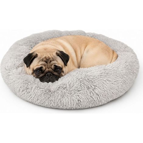 Rundes Plüsch-Hundebett, 60 cm – Hellgrau (1/5)