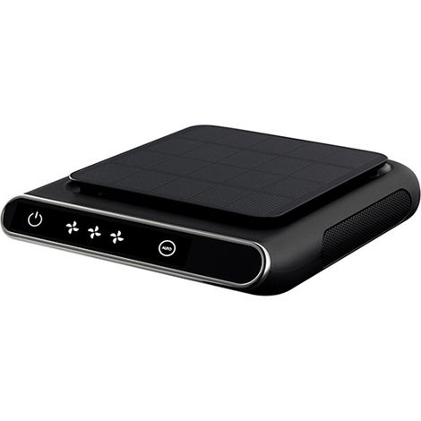 Ortviai Purificateur d'air solaire pour voiture G1 – Écran LCD, filtre HEPA + ions négatifs, 3 vitesses, noir, batterie intégrée