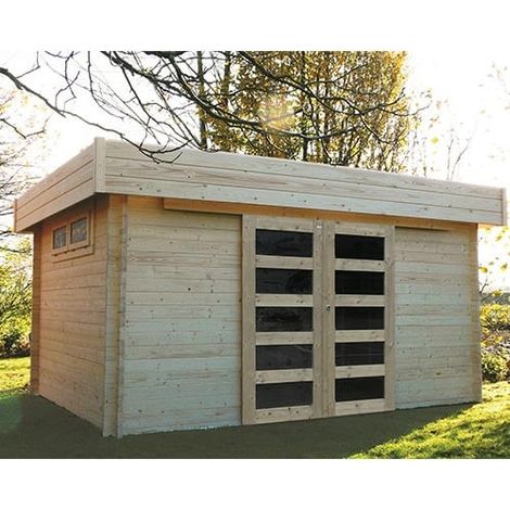 Abri de jardin VIBORG en bois 11,89 m², Plancher Non (1/4)